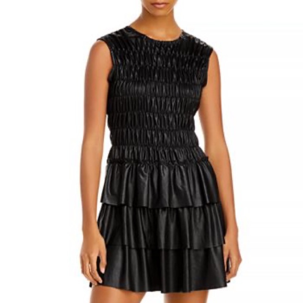Aqua faux leather dress